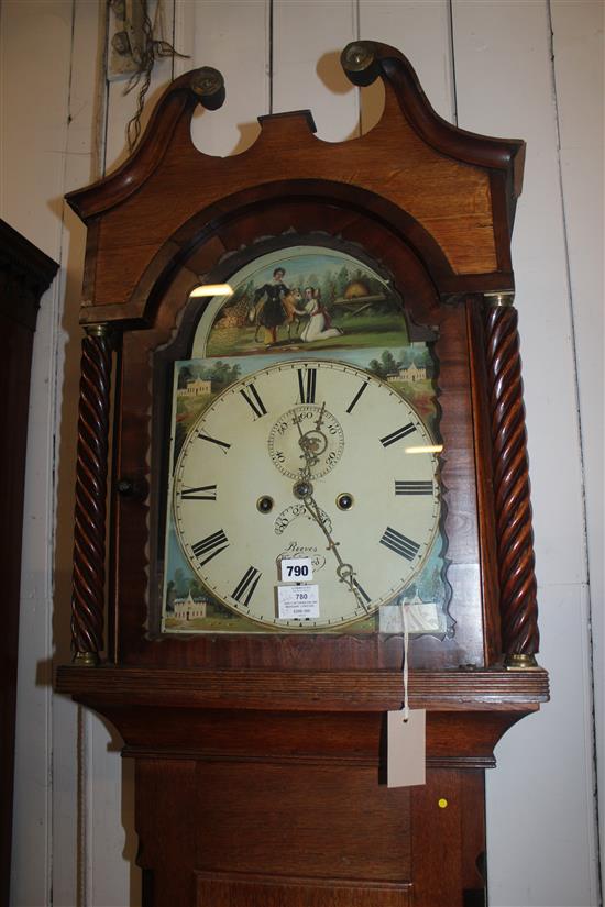 Early Victorian oak and mahogany longcase clock, Reeves, Hereford (1844-1870)